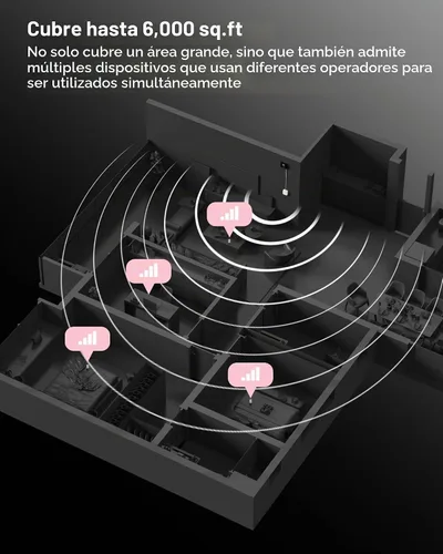 Vista 4 de Cubierta de refuerzo de teléfono celular de 6000 pies cuadrados, señal Boost 5G 4G LTE para todos los operadores de EE. UU., amplificador de señal