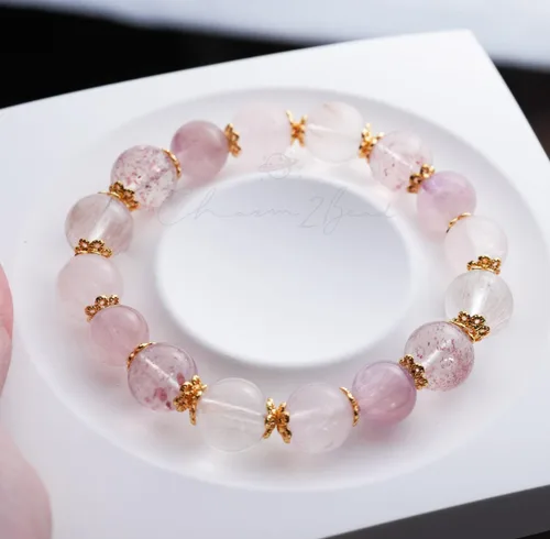 Vista 145 de Precious Gemstone Natural Crystal Healing Bracelet, Rutilated Quartz, Moonstone, Quartz Handmade Original Design Bracelet