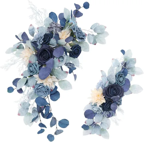 Vista 8 de MOJUN Paquete de 2 flores de arco de boda, guirnalda de flores artificiales para letrero de bienvenida, decoración floral, decoración de arco