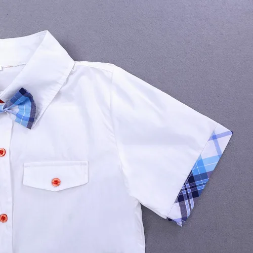 Vista 4 de MYGBCPJS Conjunto de 3 piezas para niño camisa a cuadros camiseta tirantes