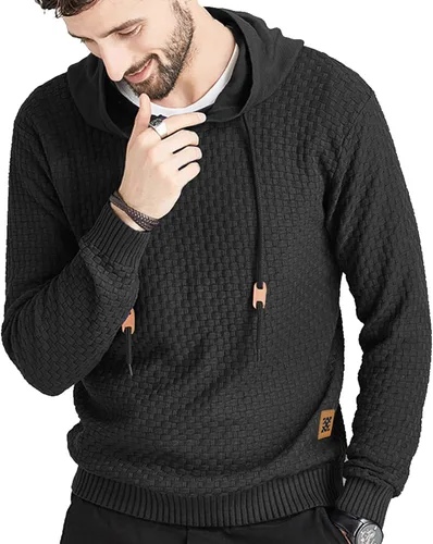 Vista 2 de Zaitun - Sudadera de punto con capucha para hombre, de manga larga, color liso, suéter con capucha
