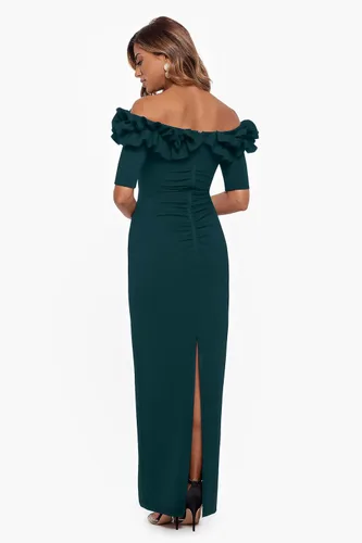 Vista 2 de Xscape Vestido de crepé largo con hombros descubiertos para mujer (Reg y Petite)