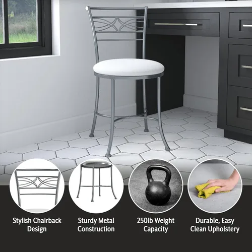 Vista 4 de Hillsdale Furniture Dutton - Taburete de tocador, cromado