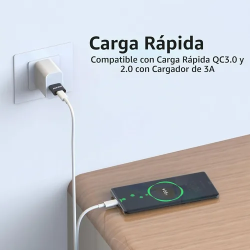 Vista 5 de Paquete de 4 adaptadores USB a USB C, cargador USB C hembra a A macho tipo C compatible con Apple MagSafe, iPhone 11, 12, 13, 14 Pro Max, Samsung