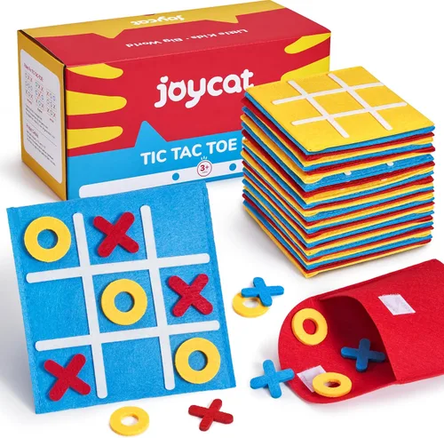 Vista 8 de JoyCat Tic Tac Toe Mini Juego de Mesa Juguete para Niños y Familia, Recuerdos de Fiesta de Cumpleaños, Bolsa de Golosinas, Divertida Actividad