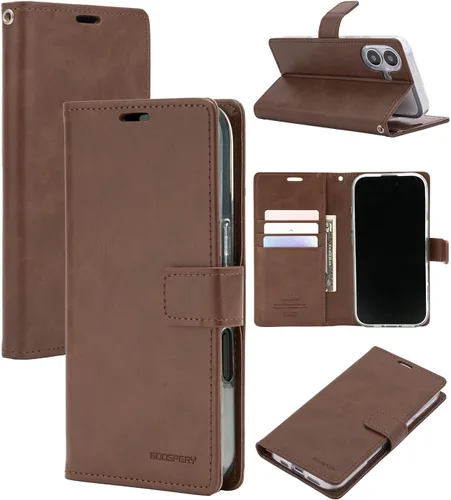 Vista 52 de GOOSPERY Funda Blue Moon para Galaxy S21 de 6.2 pulgadas (2021), soporte de piel sintética premium con soporte para tarjetas (negro)