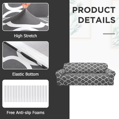 Vista 4 de Peryiter Juego de 1 funda de sofá gris oscuro para sala de estar, fundas de muebles para sofá y sofás, funda de sofá biplaza o sillón, protector