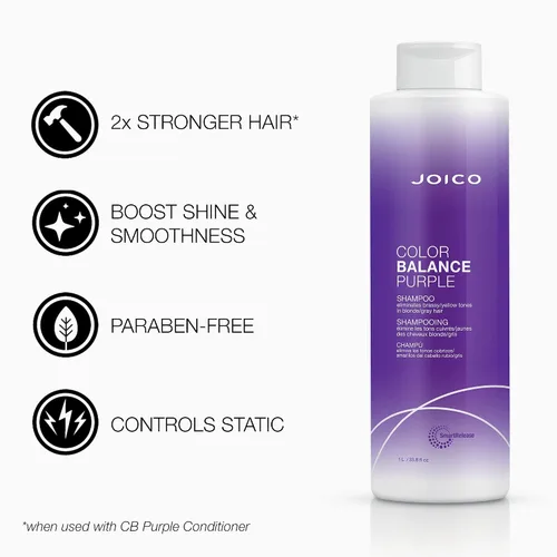 Vista 3 de Joico Color Balance - Juego de champú y acondicionador morado, elimina los tonos cobrizos y amarillos, para cabello rubio o gris frío