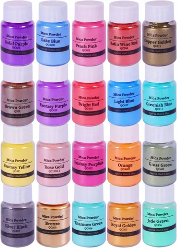 Vista 10 de 15 botellas de pigmento de limo, polvo de mica para hacer jabón, pigmentos de color de resina, polvo de mica para hacer velas, resina epoxi, brillo