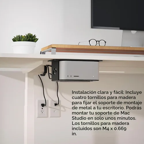 Vista 6 de HumanCentric Soporte para debajo del escritorio compatible con Mac Studio