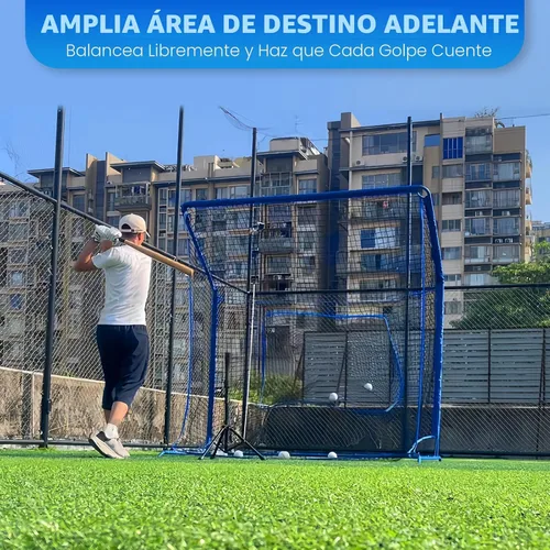 Vista 3 de Baseball Softball Net with Blocking System, Batting Cage Practice Net
