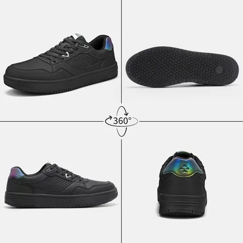 Vista 3 de SPIEZ Zapatos de trabajo antideslizantes para hombres y mujeres, zapatos de servicio de alimentos antideslizantes y resistentes al aceite, zapatos