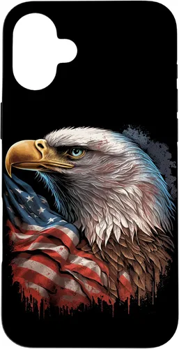 Vista 22 de Funda patriótica para iPhone 16 con diseño de ojos de águila calva americana