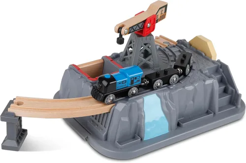 Vista 8 de Hape Conjunto Railway Bucket Builder Juguete de Tren de Madera Multicolor de 50 Piezas, Kit de Construcción para Niños
