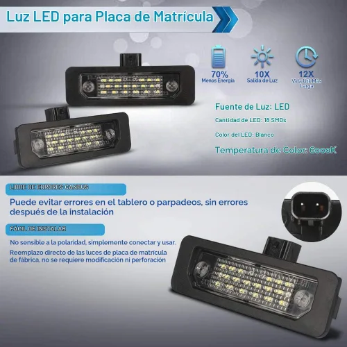Vista 4 de Conjunto de Lámparas LED para Matrícula Compatible con Mustang Fusion Taurus Flex Focus Lincoln MKS MKT MKX MKZ Mercury Sable Milan 6000K Blanco