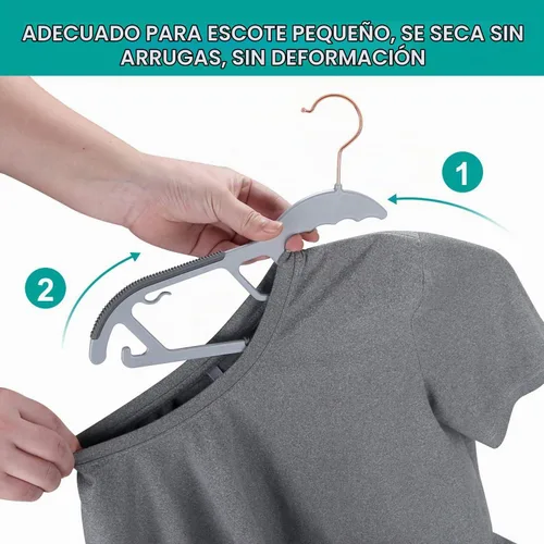 Vista 2 de Paquete de 50 perchas de plástico en forma de S, antideslizantes, color gris