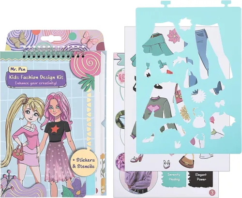 Vista 7 de Mr. Pen - Kit de cuaderno de bocetos de moda, cuaderno de bocetos de diseño de moda, kit de dibujo para niños