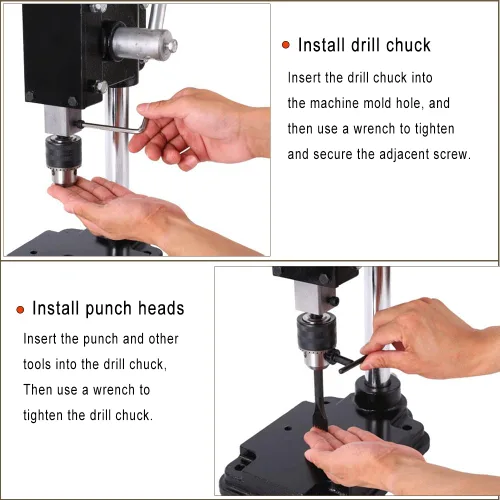 Vista 6 de Perforadora de agujero de cuero, máquina de perforación de mano ERPHIC - Herramientas de perforación manual o perforadora de cuero para manualidades