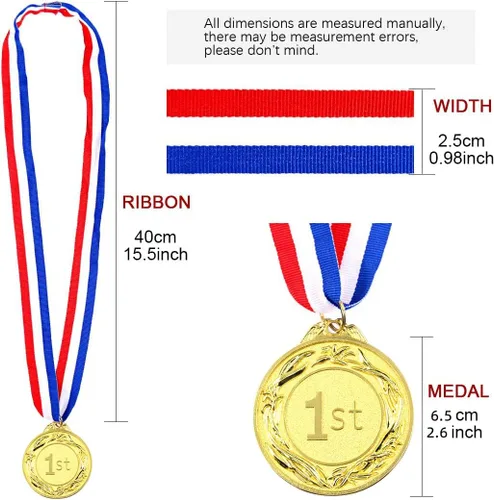 Vista 2 de Swpeet Medallas de premio de metal con cinta para el cuello, medallas de ganador de estilo olímpico Medallas de oro y plata Brone Medallas de 1er