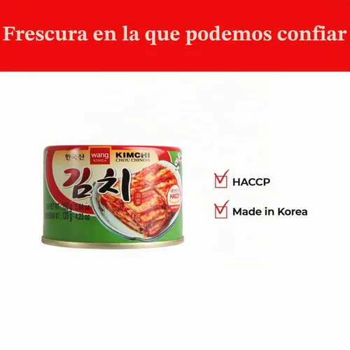 Vista 8 de Wang Kimchi coreano enlatado – Auténtico repollo de napa fermentado con Gochugaru Kimchi multiusos rico en probióticos Sabor coreano picante
