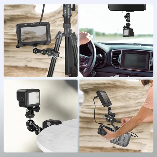 Vista 6 de SMALLRIG Super Clamp Mount 2 unidades, brazo mágico de doble cabeza de bola para cámara