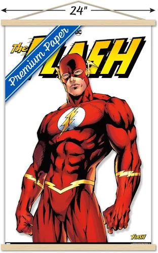Vista 3 de Trends International DC Comics - Póster de pared con marco magnético The Flash Feature Series Juego de perchas de madera de haya y impresión de alta