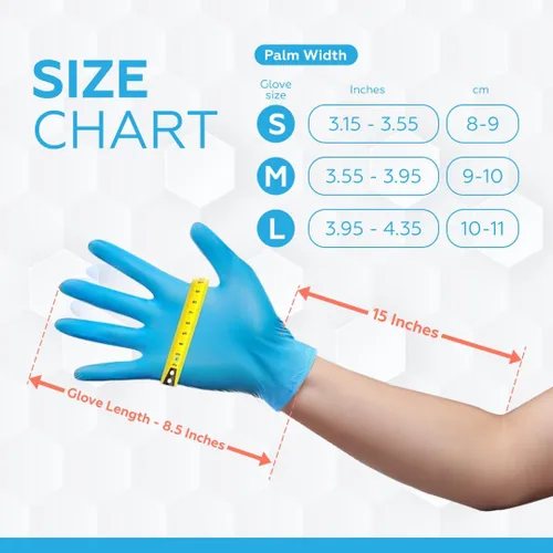 Vista 2 de [100 guantes de nitrilo – Examen desechable sin polvo ni látex – Grado médico y alimenticio – 3 mil – sensible al tacto