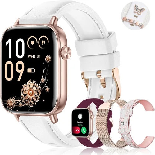 Vista 11 de Iaret Reloj inteligente para mujer, rastreador de fitness HD de 1.83 pulgadas con 4 bandas, responder/hacer llamadas, frecuencia cardíaca, sueño