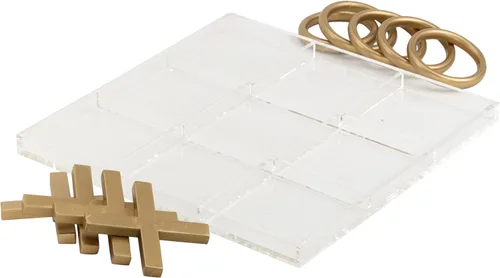 Vista 2 de Deco 79 Juego de metal Tic Tac Toe con piezas doradas, 12 x 1 x 12 pulgadas