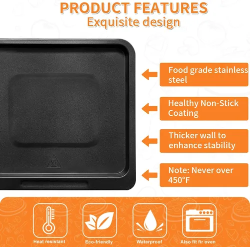 Vista 4 de Bandeja de cocina para freidora de aire CHEFMAN XL 10L multifuncional freidora de aire digital, 9.4 x 8.8 pulgadas, piezas de repuesto para freidora
