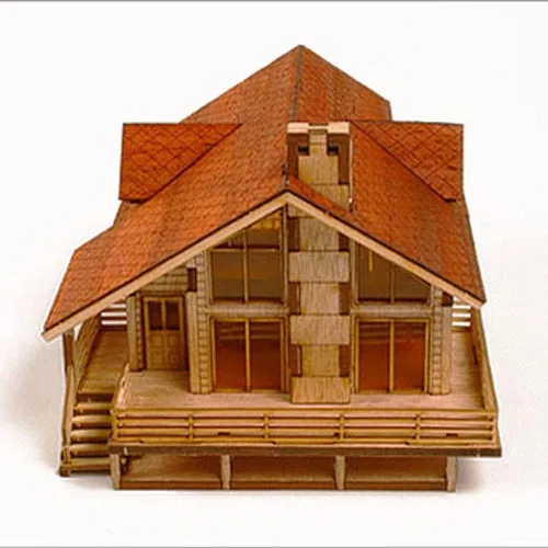 Vista 2 de Kit de Modelo de Madera de Escritorio Casa de Jardín A con una Gran Terraza de YOUNGMODELER por Young Modeler
