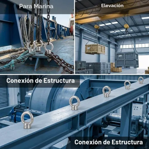 Vista 5 de QWORK Cáncamos roscados, paquete de 5, 3/4" x 4" tornillos de acero inoxidable de grado marino para hombro