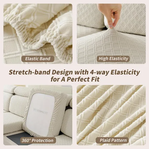 Vista 4 de Fundas de cojín para sofá seccional, fundas elásticas para sofá modular en forma de L, funda de cojín lavable, fundas de asiento suaves