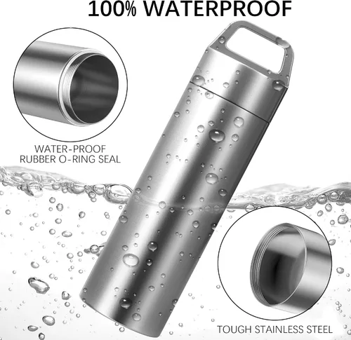 Vista 4 de Pastillero pequeño, llavero portátil para pastilleros, contenedor de pastillero de metal impermeable para bolsillo de viaje, mini organizador