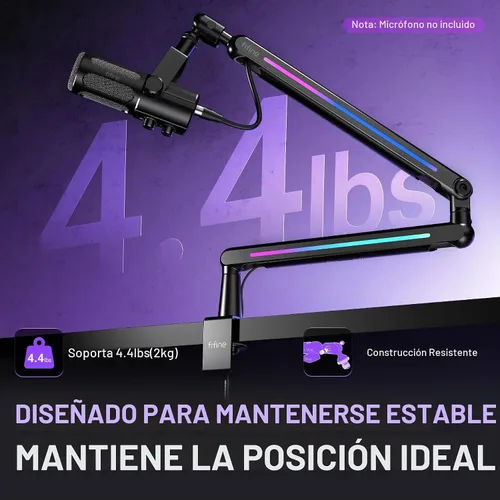 Vista 2 de FIFINE Brazo de brazo de micrófono de perfil bajo BM88Pro RGB para Negro