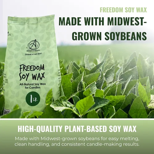 Vista 5 de American Soy Organics - Cuentas de cera de soja Freedom de 1 libra para hacer velas - Cuentas de cera para microondas - Suministros prémium