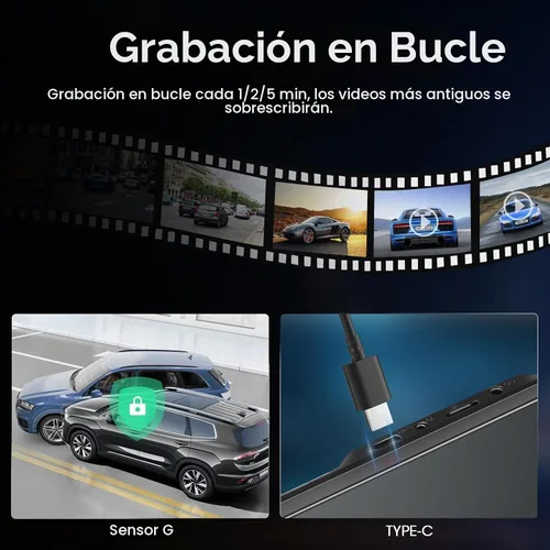 Vista 6 de Cámara del espejo retrovisor 4K WiFi 10" espejo Dash Cam delantero
