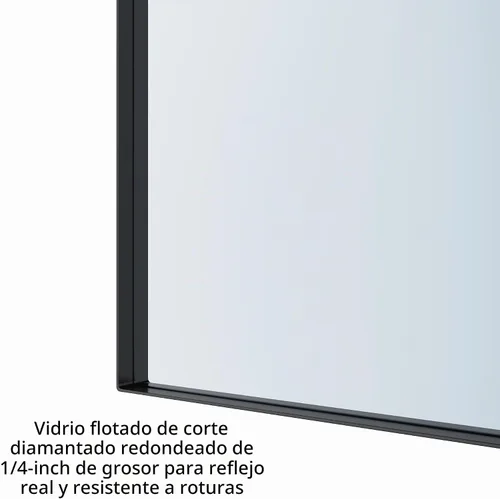 Vista 3 de VocalStar - Espejo de baño negro de 16 x 24 pulgadas para pared, espejo rectangular de esquina cuadrada con marco de metal negro para tocador