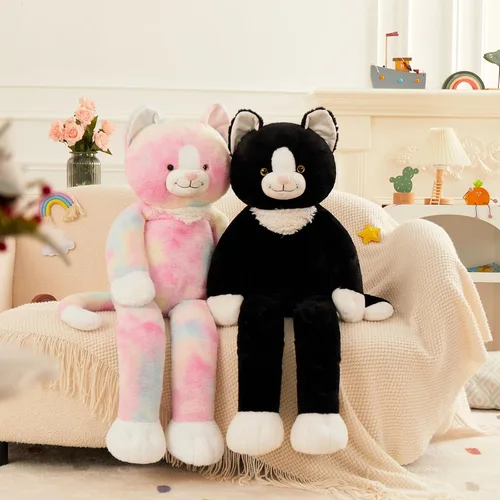 Vista 8 de Tezituor Peluche de Gato Gigante de 39.5 Pulgadas, Juguete de Peluche de Gato de 3.2 Libras con Patas Largas, Almohada Corporal Grande de Gatito