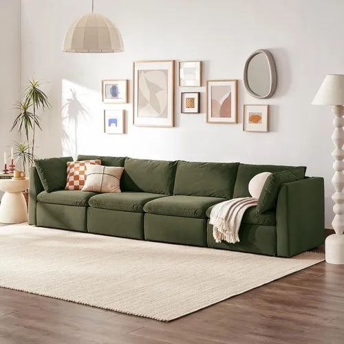 Vista 61 de mopio Sofá modular de gran tamaño con fundas y almacenamiento totalmente extraíbles, secciones convertibles en forma de U y L, moderno sofá de nube