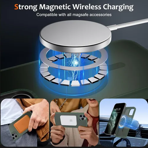 Vista 1306 de Anuck - Funda magnética para iPhone 11 compatible con MagSafe, carcasa trasera mate translúcida dura, borde de TPU, delgada, resistente a impactos