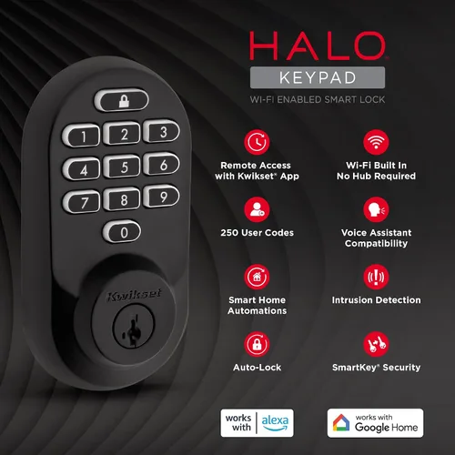 Vista 10 de Kwikset Halo - Cerradura inteligente Wi-Fi, cerradura de puerta sin llave con cerrojo, desbloqueo automático por geocerca, certificación grado AAA