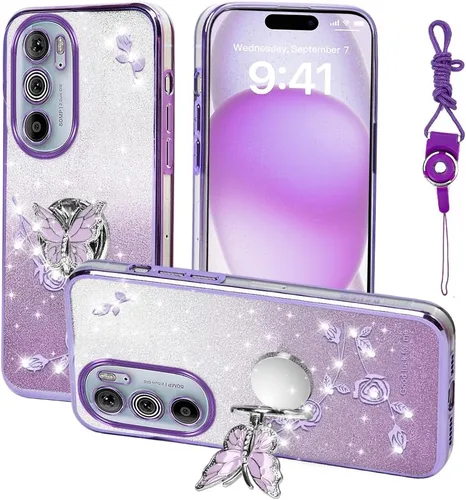 Vista 10 de Funda protectora para Motorola Moto G24, funda protectora de TPU con función atril y correa para Motorola G24 Power (azul)