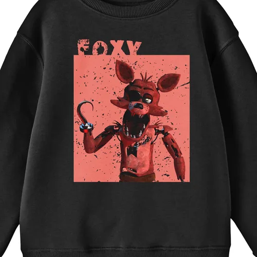 Vista 2 de Five Nights At Freddy's Foxy In A Red Box - Sudadera negra con cuello redondo para jóvenes