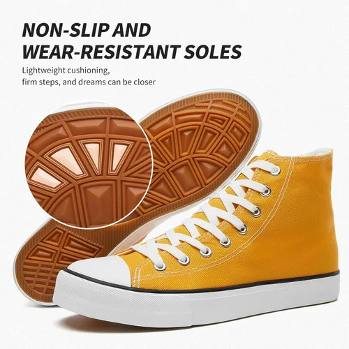 Vista 2 de Zapatillas de lona altas para hombre, zapatos de lona casuales con cordones para hombre, zapatos de lona de moda blanca y negra para caminar
