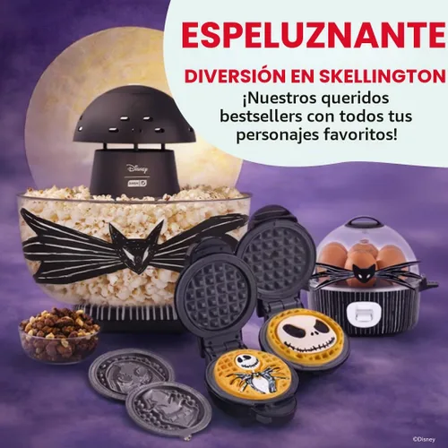 Vista 8 de Disney Dash Nightmare Before Christmas MultiMaker® Mini waflera con platos extraíbles, plancha antiadherente de cerámica, Jack Skellington, Sally