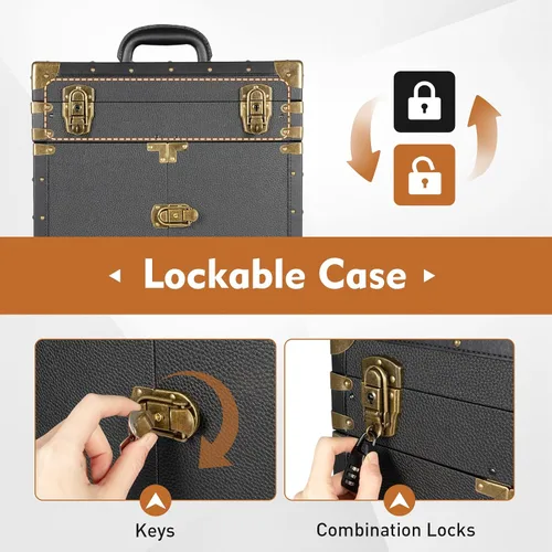 Vista 8 de Estuche de maquillaje rodante, carrito de salón de belleza con ruedas de doble bloqueo, carrito de almacenamiento con bolsa de tijera, organizador