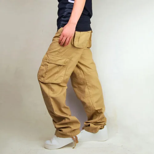 Vista 5 de Muscularfit Pantalones cargo holgados para hombre 2023 casuales sueltos con múltiples bolsillos de camuflaje, pantalones de camuflaje con hebilla