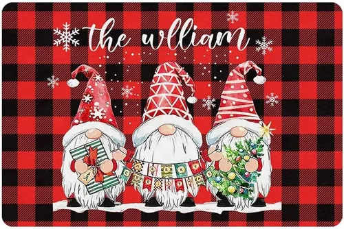 Vista 8 de Tapete de Navidad personalizado para exteriores, tapete de bienvenida personalizado con nombre, tapete de Navidad antideslizante personalizado