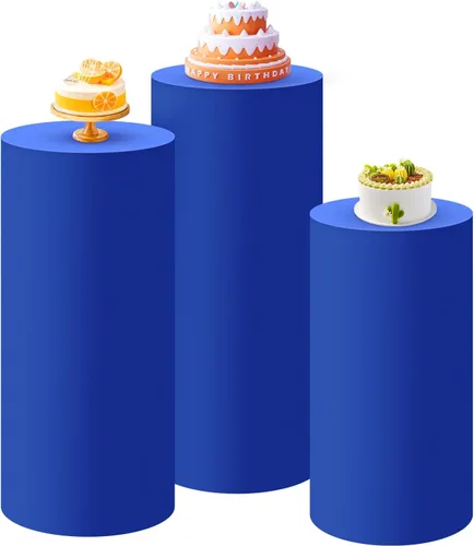 Vista 26 de SaitiMade Juego de 3 fundas para pedestal de cilindro beige, fundas de elastano para decoración de fiestas, bodas o eventos de cumpleaños, solo